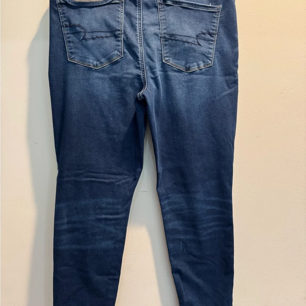 American Eagle Outfitters Dark Blue Distressed Jeggings - Picture 3 of 3